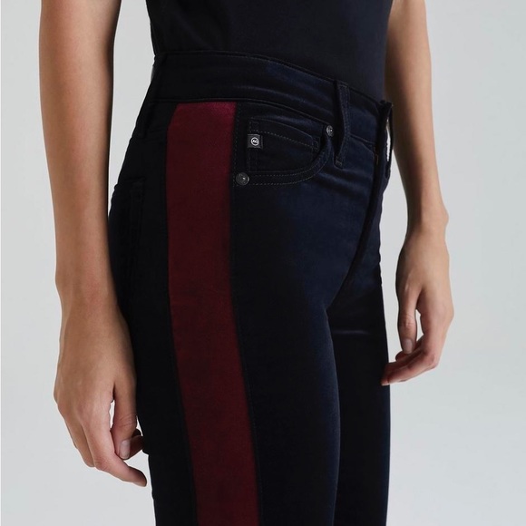 (B22) AG Adriano Goldschmied Mari Tuxedo Stripe Super Black pants, Size 28 NWT - Picture 3 of 16